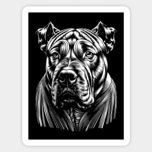 American Bulldog Portrait White on Black Magnet